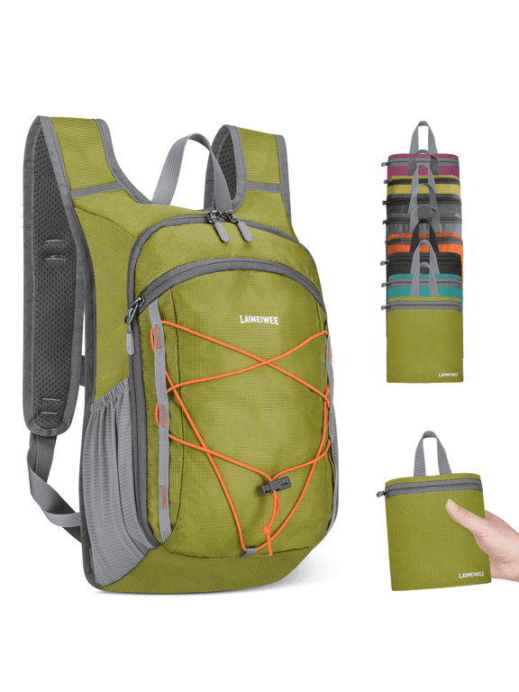 Small Hiking Backpack, 13L Lightweight Foldable Travel Backpack for Men Women, Packable Daypack Hiking Bag for Camping Walking,Green