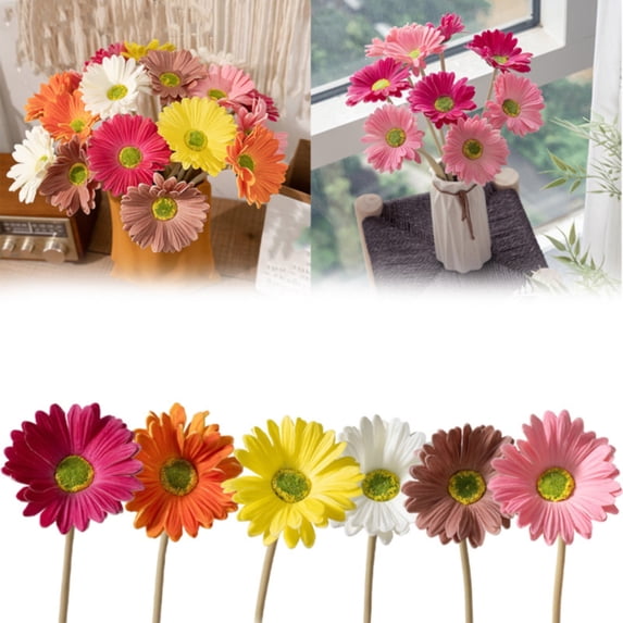 LAIOWEI Artificial Daisies Flowers, Fake Daisy, Boho Faux Wildflower for Groovy Sunset Soiree Wedding Bridal Party Home Decor Pink 1Pcs