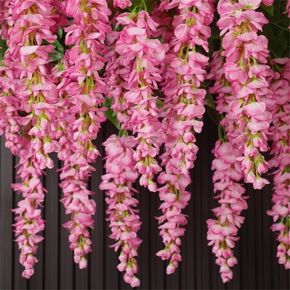 LAIOWEI Artificial Wisteria Vine Garland, Hanging Flower Vine Garland, Fake Wisteria Flower Decoration, Ratta Hanging Garland for Home Garden Wedding Decor Yellow 1Pcs