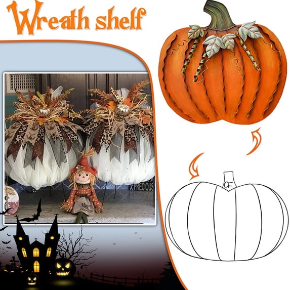 LAIOWEI Floral Garden Pumpkin Wreath Form, Fall Wire Floral Frame, Halloween 3D Pumpkin Wreath Indoor Outdoor Garden Porch Kitchen DIY Craft Decorations #001