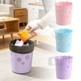 thumbnail image 1 of LAIOWEI Mini Wastebasket, Small Trash can, Plastic Garbage Can, Hollow Flower Shape Plastic Lidless Round Garbage Container Bin for Bathroom, Kitchen, Bedroom, Home Office, College Dormitory Purple, 1 of 6