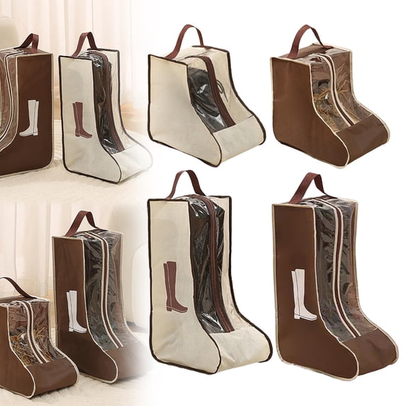 LAIOWEI Shoe Storage Bag, Tall Boot Bag Travel Shoe Organizer Protective Storage Pouch for Wardrobe Packing Travel Use Beige 1Pcs