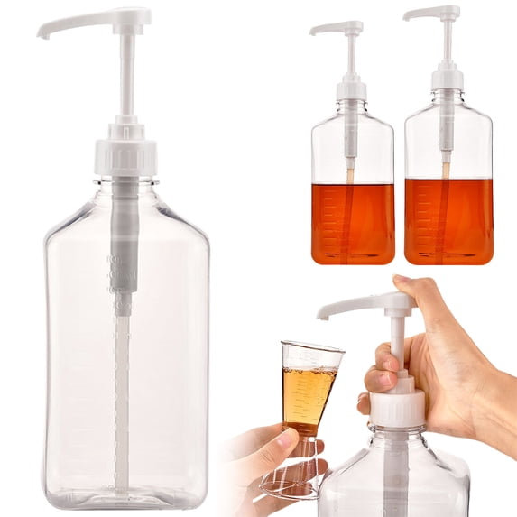 LAIOWEI Syrup Dispenser, Large Capacity Pump Bottle Leak Proof Reusable Liquid Dispenser for Coffee Tea Shop Kitchen Use Clear 1Pcs