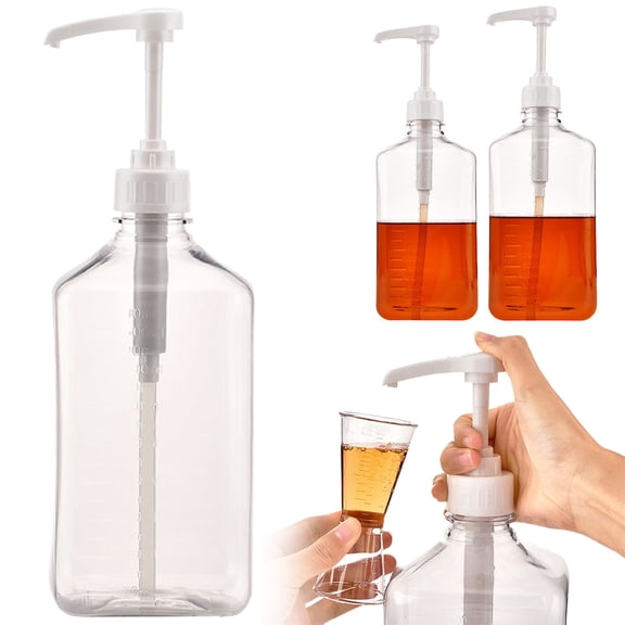 LAIOWEI Syrup Dispenser, Large Capacity Pump Bottle Leak Proof Reusable Liquid Dispenser for Coffee Tea Shop Kitchen Use Clear 1Pcs