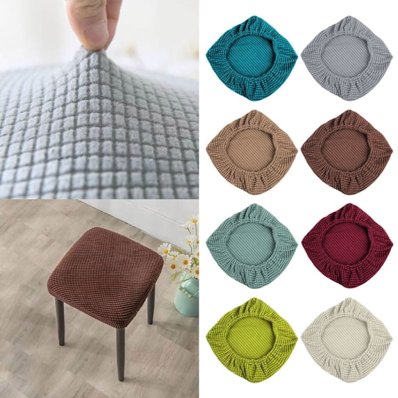 LAIOWEI Vanity Stool Covers, Dining Chair Seat Covers, Stretch Stool Cover Non Slip Design for Wedding Party Bar Hotel Beige 1Pcs