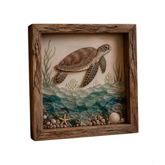 LAIQIEN (1)Coastal Lighthouse Glass-Inspired Layered Frame Night Light
