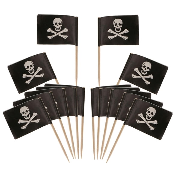 LAIQIEN 100 Pack Toothpick Flags Rainbow Solid Red Pirate Flags Labeling Marking