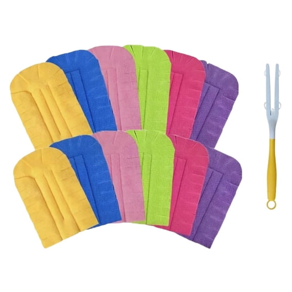 LAIQIEN 12 Piece Microfiber Hand Duster Refills Fleece Reusable Dusting Pad for Gentle Cleaning on Furniture and Electronics