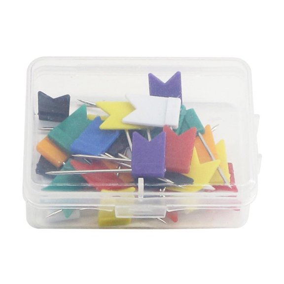 LAIQIEN 150Pcs Colorful Flag Pin Map Push Pin for Office Bulletin Board Cork Board Tacks