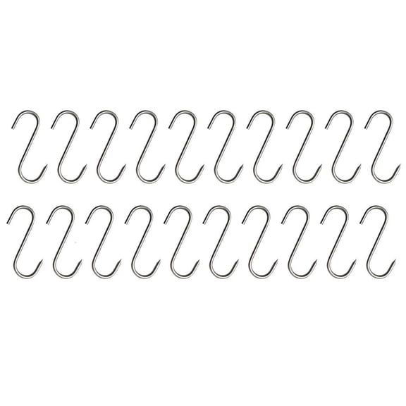 LAIQIEN 20 Pcs High Quality S Butcher's Hooks Food Grade Stainless Steel Kitchen Meat