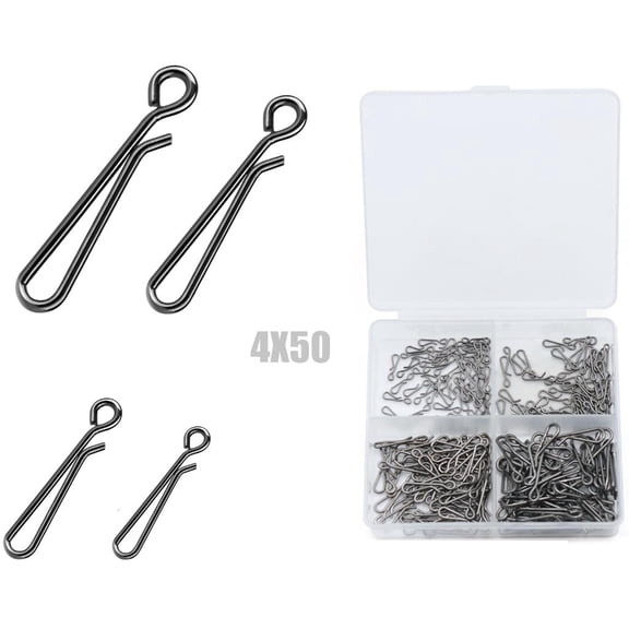 LAIQIEN 200 Counts Fishing Snap Clip 4 Size Combination Fast Release Connectors for Baits Fishing Accessories