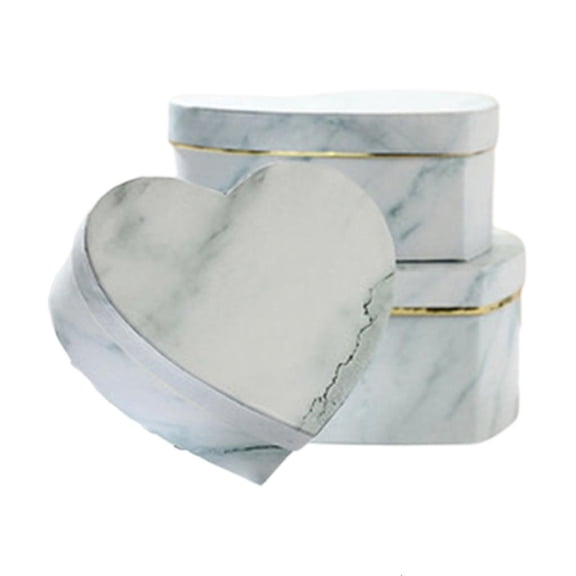 LAIQIEN 3 Pcs Heart Shaped Gift Box Marble Candy Packing for Case Container Jewelry Necklace Rings Decorative Storage Organizer for Wedding