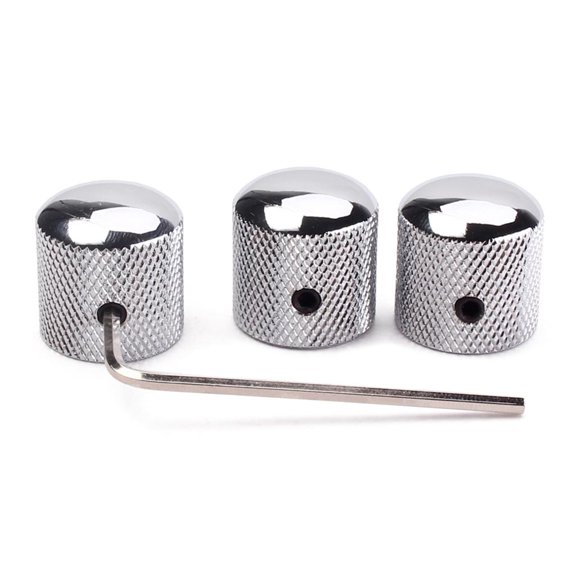 LAIQIEN 3 Pieces Metal Volume Tone Dome Knob with Allen Keys for Electric Guitar or Bass