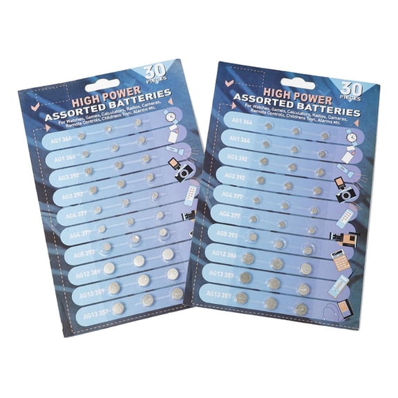 LAIQIEN 30pc Assorted Button Coin Cell Battery for Watches and Electronics Power Supply