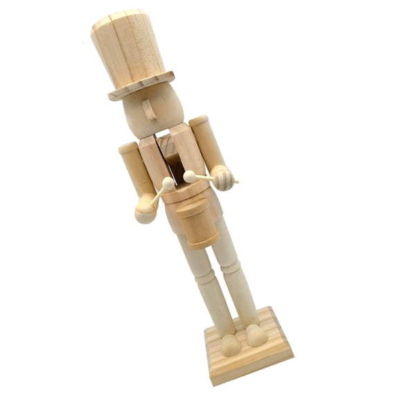 LAIQIEN 38cm Christmas Nutcrackers Soldier Wood Unfinished Nutcrackers Figurine Painting Craft Unpainted Puppet Ornament Decors