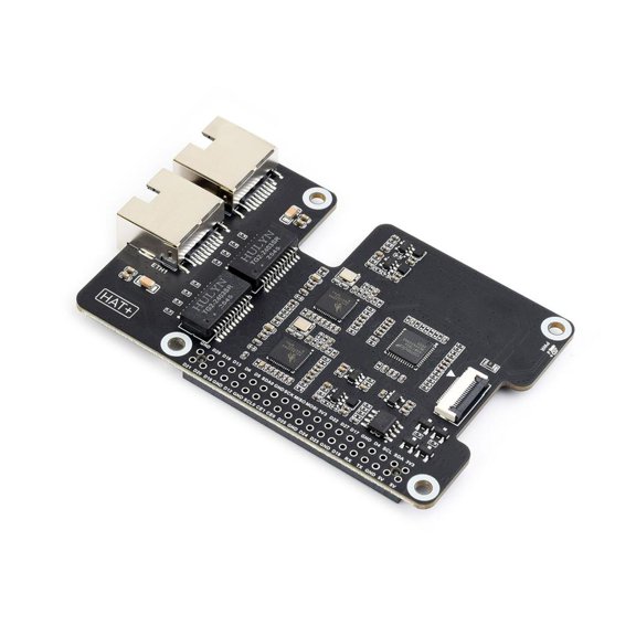 LAIQIEN 40 Pin Passthrough Ethernet Board, 2 RJ45, PCIe x1 RTL8125 Controller Card, 85 x 56.5 mm Form with Cable Kit for Single Board Computer Projects