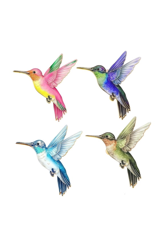 4Pcs/set Lightweight Comfortable Metal Hummingbird Brooch Badge Pin Accessory