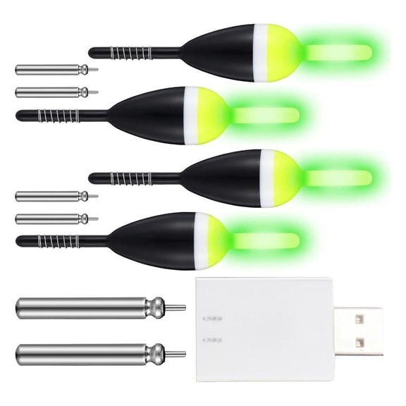 LAIQIEN 4pcs Night Fishing Float Set With Long Time Illuminating And Battery Pack
