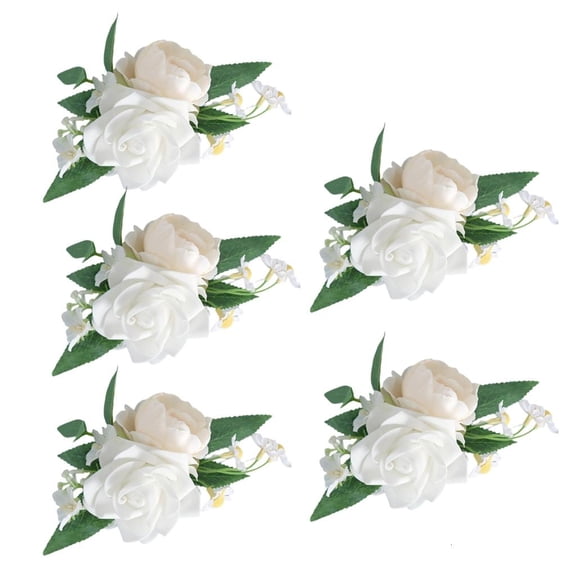 LAIQIEN 5Pcs Rose Corsages for Wedding Ceremony Anniversary Prom Party, Flower Wrist Corsages for Mother of Bride and Grooms