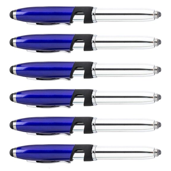 LAIQIEN 6pcs/Set 3 in 1 Ballpoint Pen Smooth Writing Pen Stylus Pen 1.0mm Gift Pen