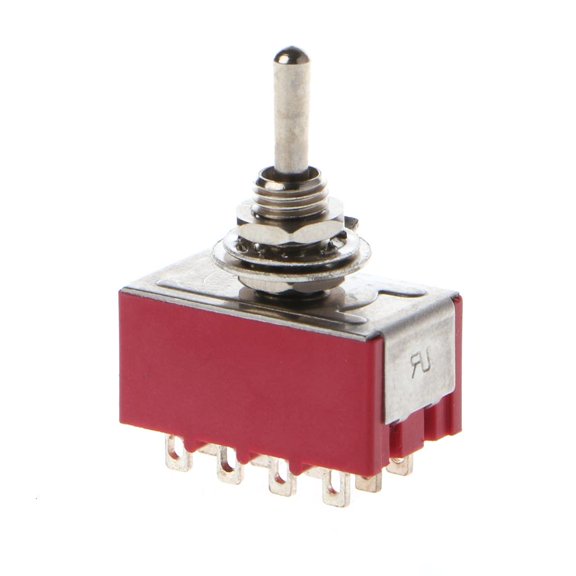 LAIQIEN AC 250V/2A 125V/5A 12-Pin On/On 2 Position 4PDT Mini Toggle Switch Red