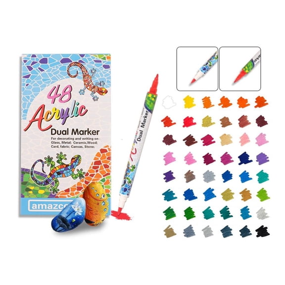 LAIQIEN Acrylic Painting Pens, 8/24/36/48 Colors Set Coloring Pens Marker Pens Set for Drawing, Card, DIY Crafts Making Supplies