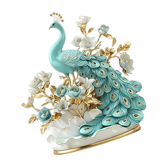 LAIQIEN Acrylic Peacocks Figurine Tabletop Centerpieces Animal Statue Decorative Ornament