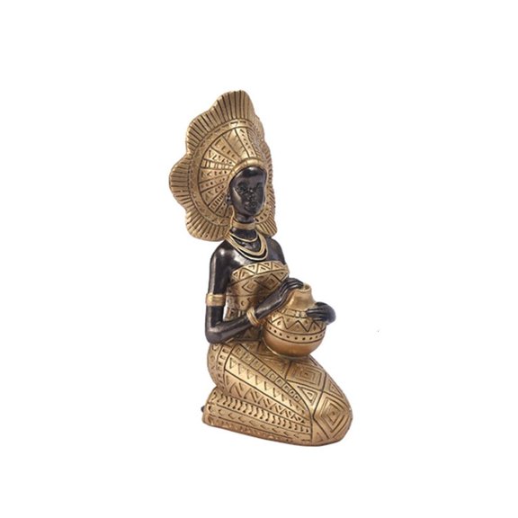 LAIQIEN African Woman Sculpture Exotic Tribal Lady Sculptures Resin Girl Figurines Home Decorations Resin Statue Art Crafts Gift