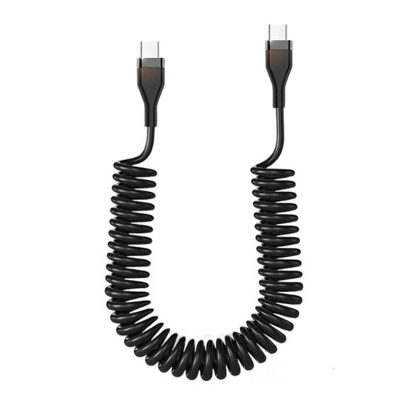 LAIQIEN Anti Twist 120W Type C to Type C Cable Cord 1.8M Spring Coil Structure Fast Data Transmission 480Mbps for Mobile Devices
