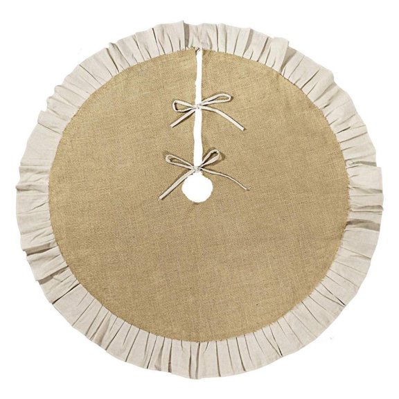 LAIQIEN Burlap Christmas Tree Skirt MultiPurpose Home Decoration Foot Carpet Base Cover Reusable Fall Winter Ornament