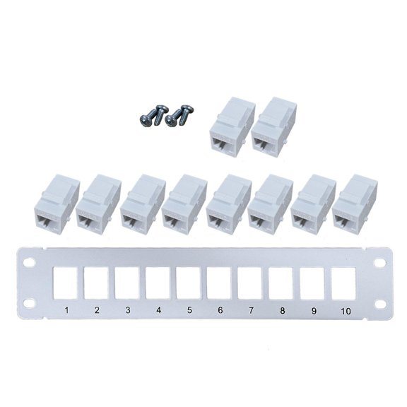 LAIQIEN CAT6 10 Port Shielded Patch Panel RJ45 10G Ready Metal Housing Color-Coded Labeling for T568A and T568B Wiring,White