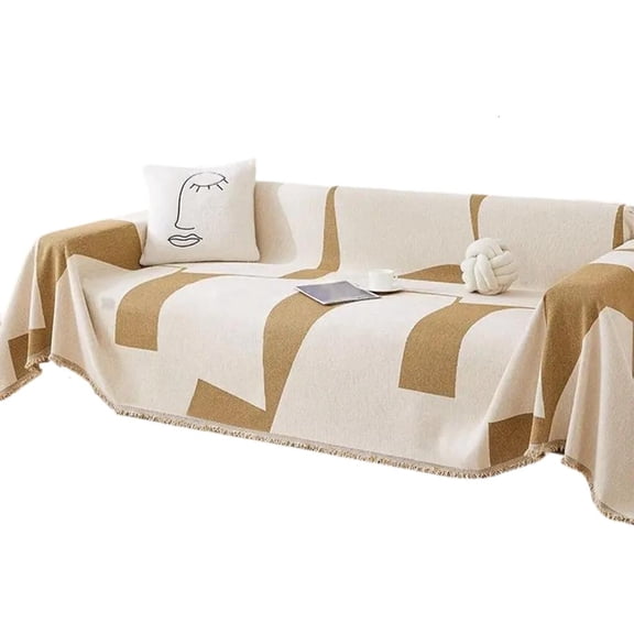 LAIQIEN Chenilles Large Couch Slipcover with Tassels for Settees and Bed in Bohemians Style for Home Decoration
