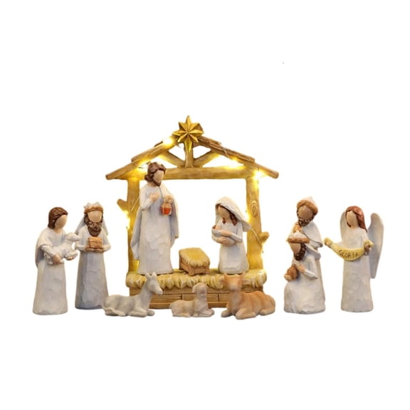 LAIQIEN Christmas Nativity Figurine,Resins Stable Nativity Scene Holy Family Collectable Decors,Christmas Table Figure Ornament