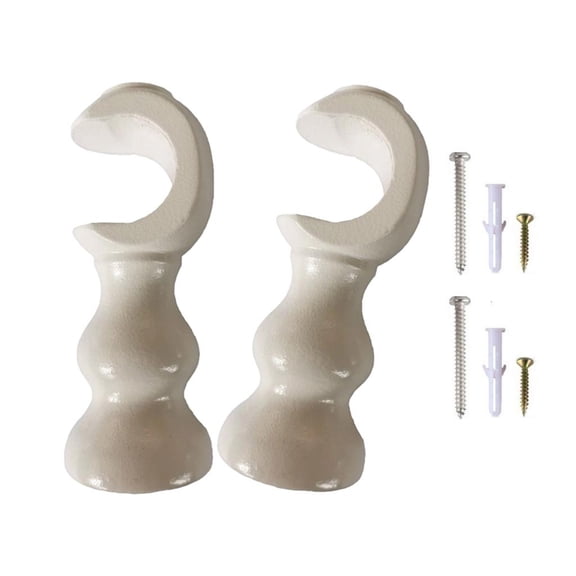 LAIQIEN Classical Wooden Window Curtain Brackets Round Base Single Rod Holders Decorative Wooden Curtains Holders for Household