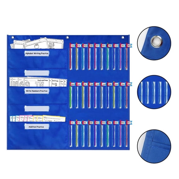 LAIQIEN Classroom Organization Pocket Chart Homework Pocket Chart Stationery Storage Chart for Preschool Kindergarten School