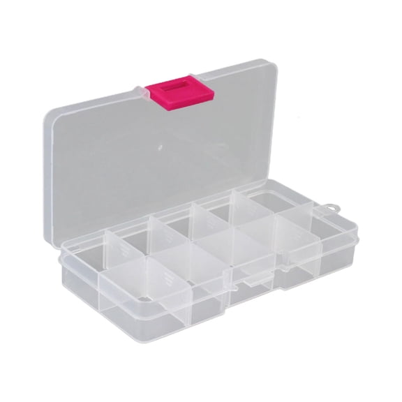 LAIQIEN Clear Plastic Storage Box 10 Compartment with Sealing Lid Container for Case