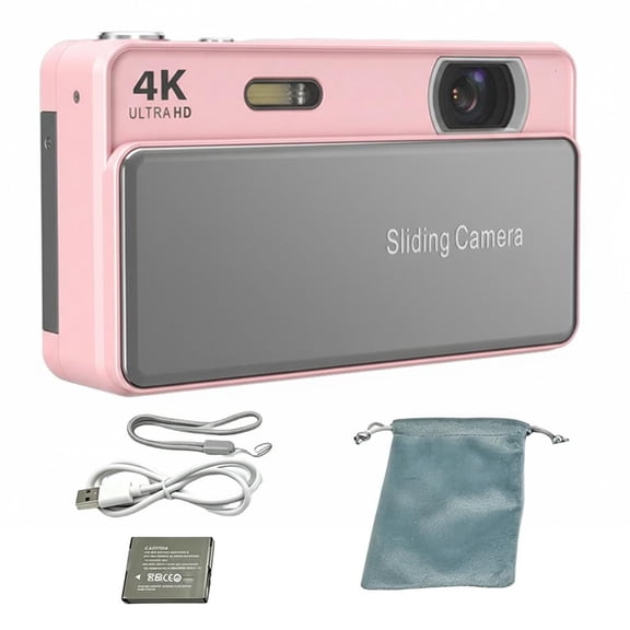LAIQIEN Digital Camera, 64MP Autofocus 4K Sliding Camera, 16X Zooms 2.8Inch Screen