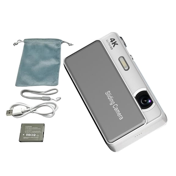 LAIQIEN Digital Camera, 64MP Autofocus 4K Sliding Camera, 16X Zooms 2.8Inch Screen