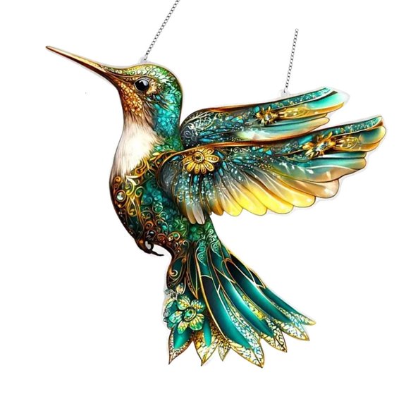 LAIQIEN Double Sided Bluebird Sun Catcher Stained Glass Lightweight Acrylic Window Hanging Crystal Suncatchers For Living Rooms