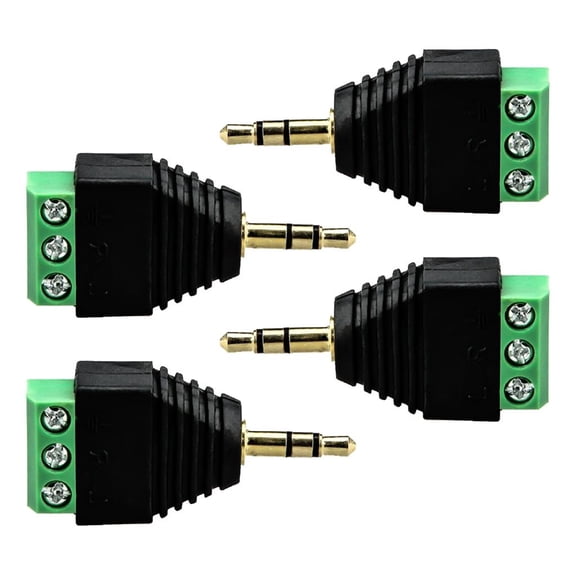 LAIQIEN Double Track Headphone Replacement Adapter 3.5mm Male To Screw Terminals Female Adapter for Quick Solderless connection