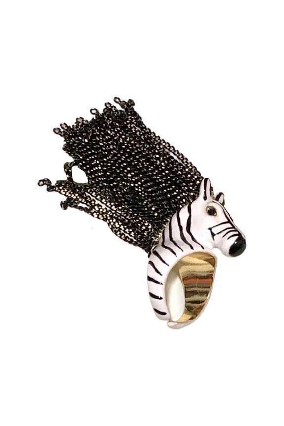 Elegant Adjustable Zebras Head Ring With Decorative Fringe Perfect For Parties