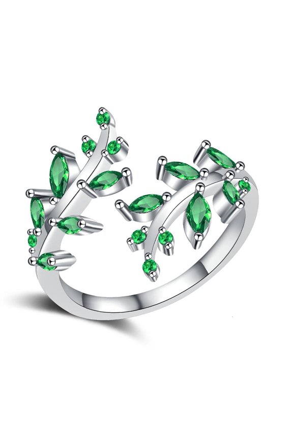 Elegant Diamonds Accented Leaf Branch Ring Copper Nature Inspired Jewelry For Women