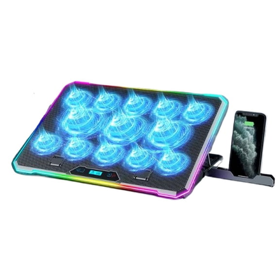 LAIQIEN Enhances Laptop Cooling Pad for Quiet Gaming Experience,for 14in-21Inch Laptops, MultiAngle Support Stand Phone Slot