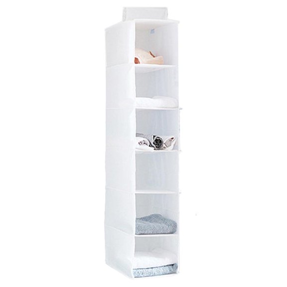 LAIQIEN Foldable Hanging Wardrobe Organizer Holder Storage Bag Closet Shelf Cloth Hanger Rack Container