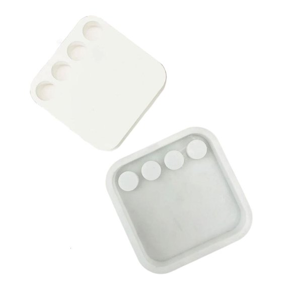 LAIQIEN Four Holes Candlestick Silicone Mould Plasters Resin Making Molds Square Shape Candle Holder Gypsum Mold Table Decors
