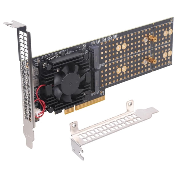 LAIQIEN Four M.2 NVMe PCIe3.0 Expansion Card With Hardware Level SSDs Support Active Cooling System Double Brackets Compatibility