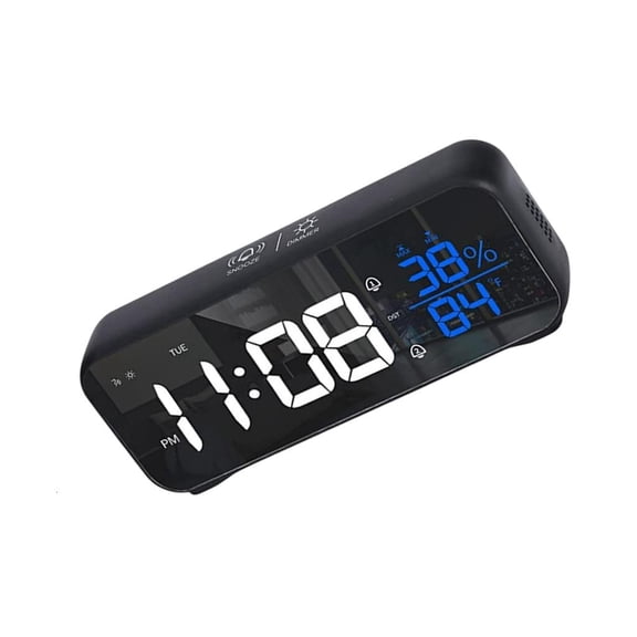 LAIQIEN LED Music Alarm Clock with Voice Control Snooze Function for Bedroom or Dorm