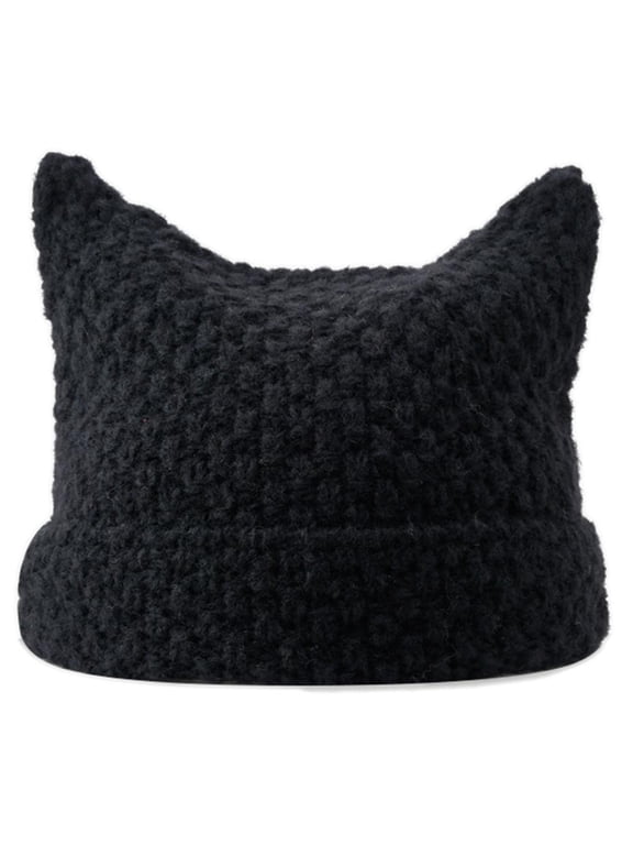 Little Devil Hat Cat Ear Beanie Devil Horn Hat Striped Knit Hat Beanie Crochet Knitted Hat Skullies Beanie