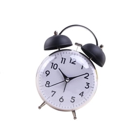 LAIQIEN Loud Traditional Alarm Clock Metal Drum Shape Permanent Building Easy Time Setting