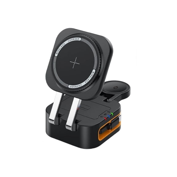LAIQIEN Magnetic 15W Wireless Charger 3 In 1 Design Retractable Cord For Multiple Device